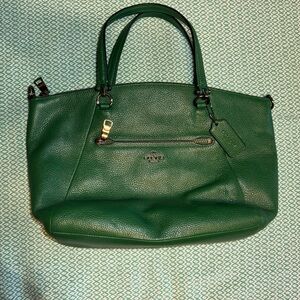 Coach Prairie satchel in green pebbled leather